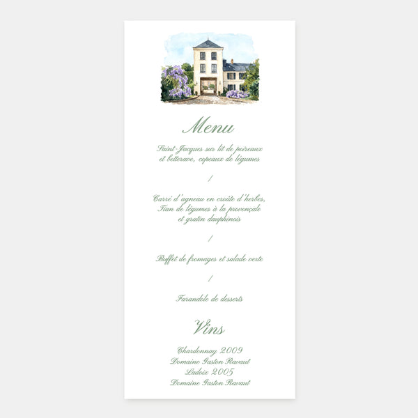 Wedding Menu at the Domaine de Quincampoix
