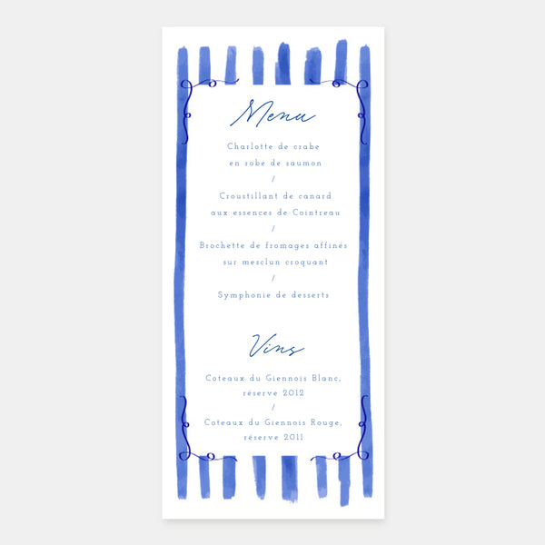 Watercolor sea wedding menu