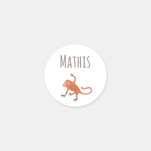 Personalized jungle monkey birth stickers