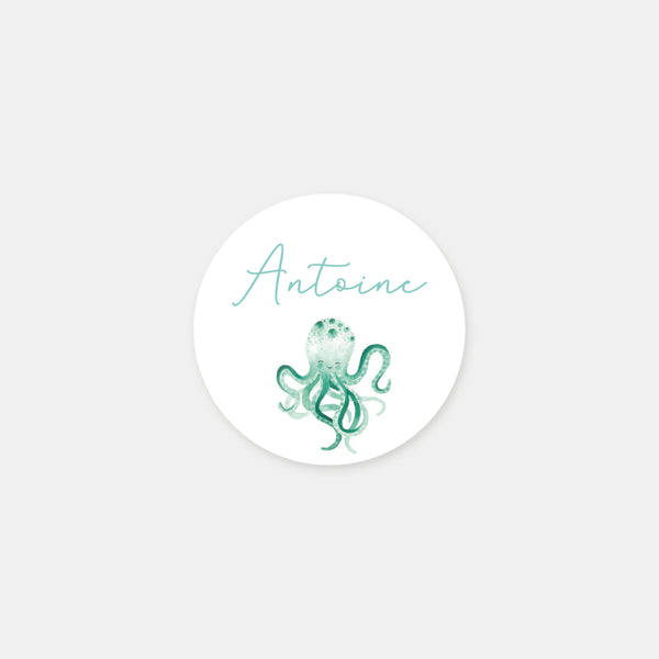Personalized little octopus birth stickers