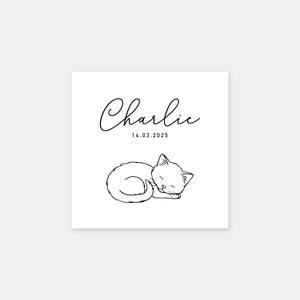 Personalisierter Geburtsstempel kleine Katze
