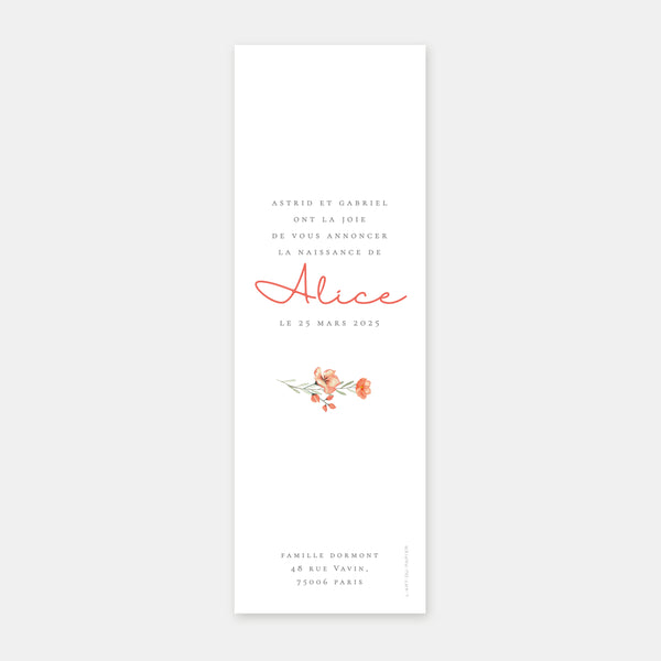 Birth announcement watercolor bouquet bookmark