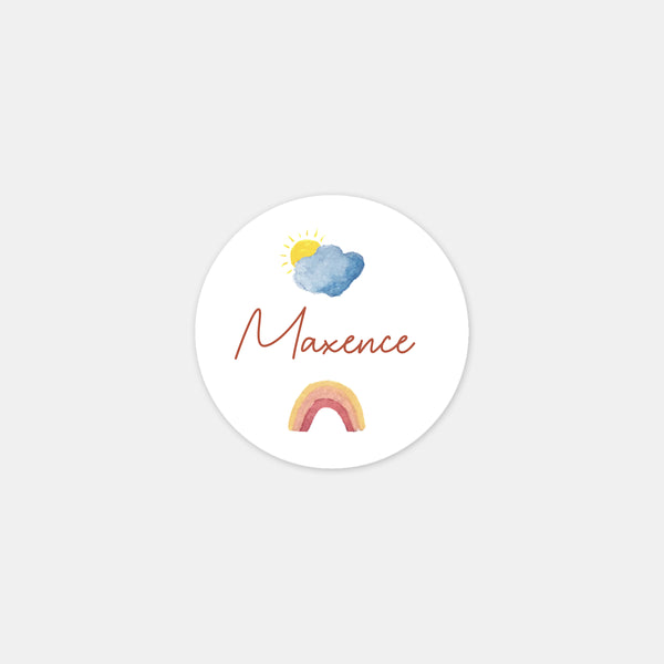 Customizable watercolor birth stickers with a mobile design