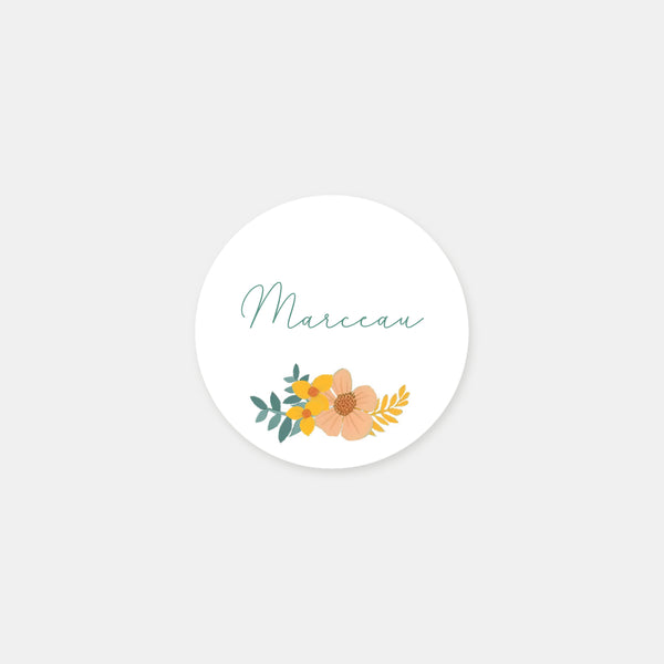 Stickers personnalisés naissance fleuri