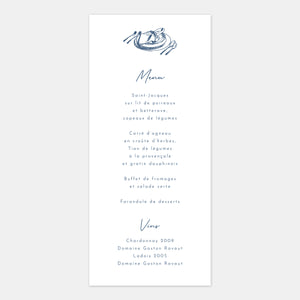 Menu de mariage gravure Paris