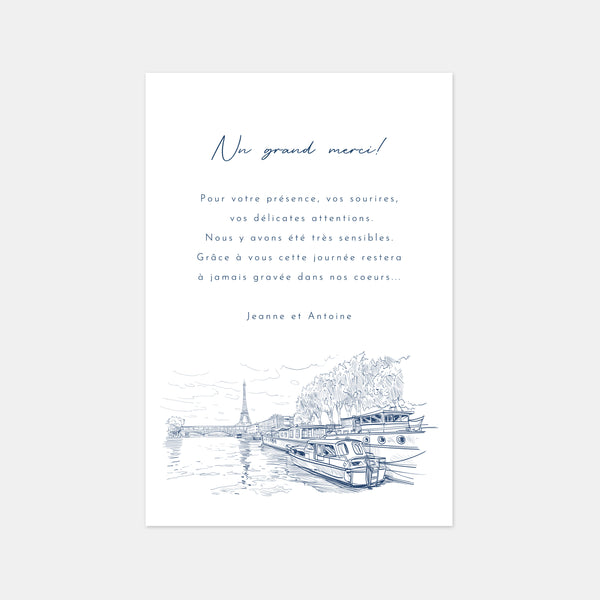 Dankeskarte zur Hochzeit mit Paris-Gravur