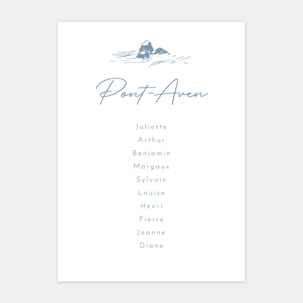 Hochzeitstischplan mit Gravur „Wild Coast“ – 5 Stück