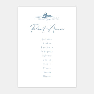 Plan de table de mariage gravure côte sauvage - 5ex