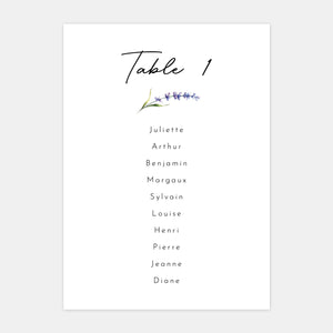 Lavender sprig wedding seating plan