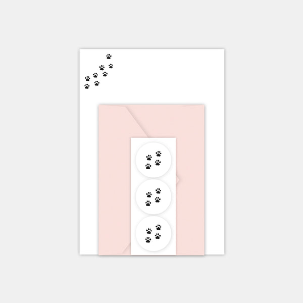 Cat Paw Print Stationery Set