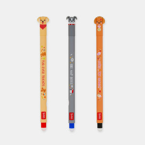 Set de 3 stylos encre gel effaçables - Chiens