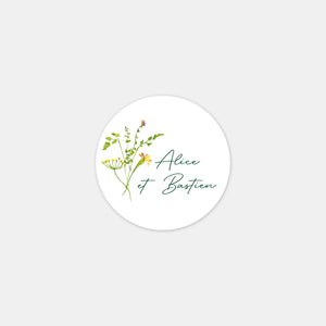 Stickers personnalisés mariage jardin aquarelle