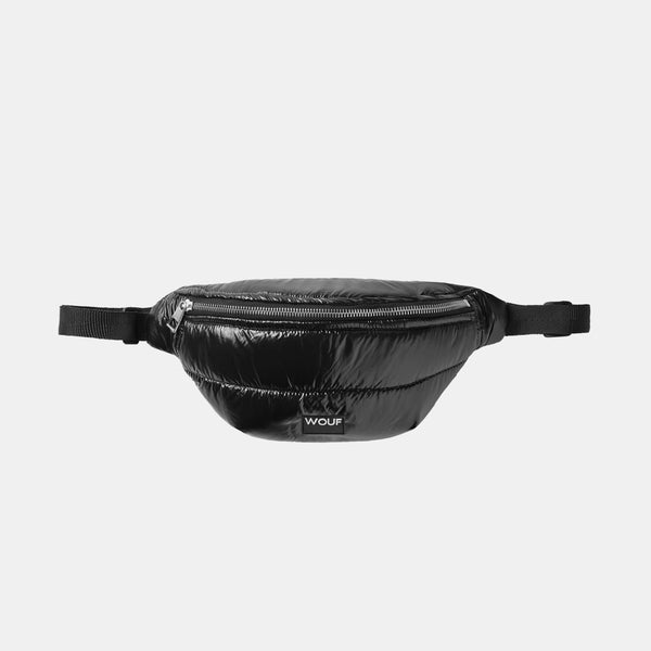 Gesteppte Gürteltasche – Glänzendes Schwarz