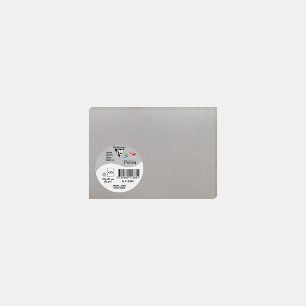 Carte 110x155 irisé 210g argent Pollen