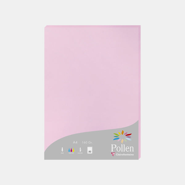 Feuille A4 velin 160g rose dragée Pollen