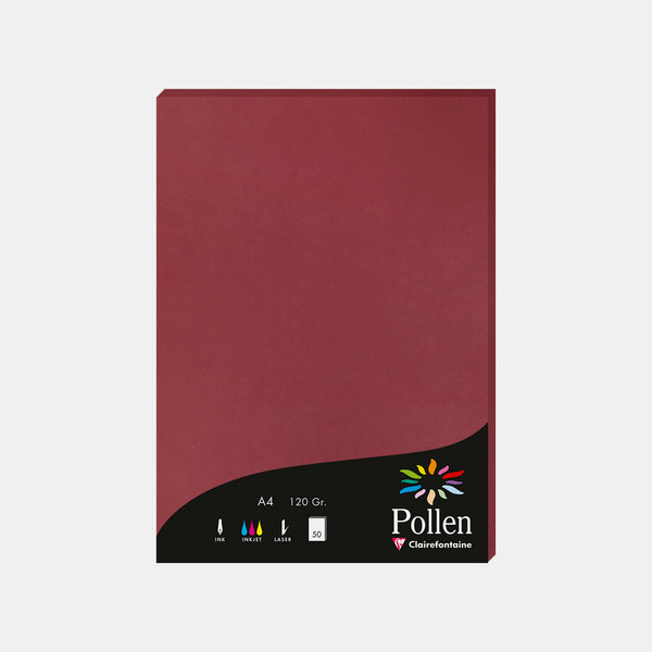 Feuille A4 velin 120g bordeaux Pollen