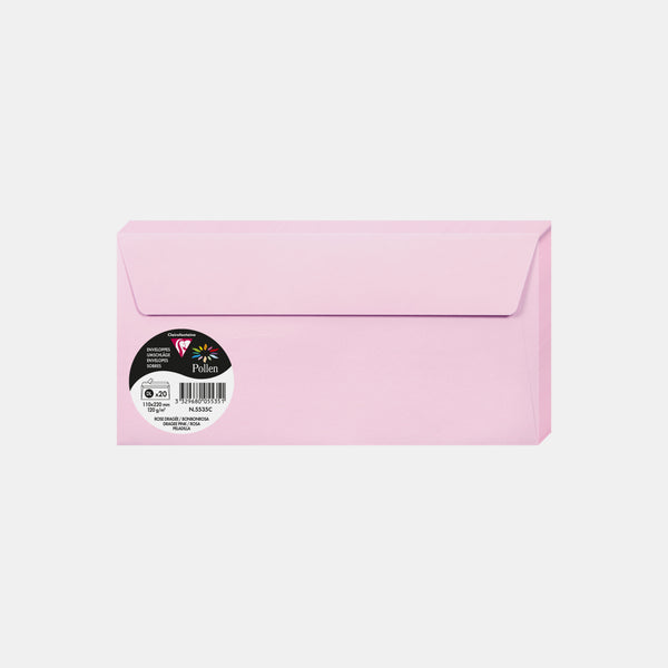 Enveloppe 110x220 velin 120g rose dragée Pollen