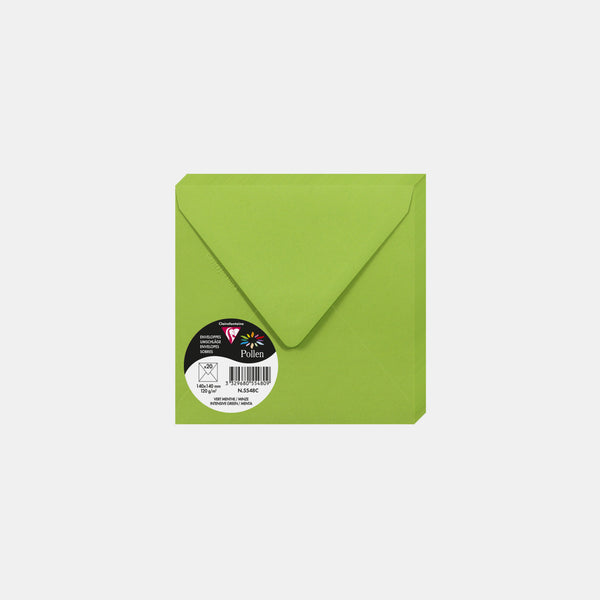 Enveloppe 140x140 velin 120g vert menthe Pollen