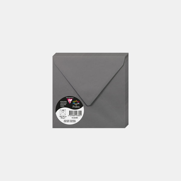 Enveloppe 140x140 velin 120g gris acier Pollen
