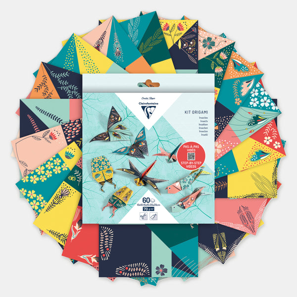 Kit Origami - Décor Insectes - 60 feuilles 3 tailles