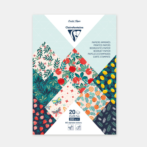 Bloc feuilles A4 motifs Jardin fruité