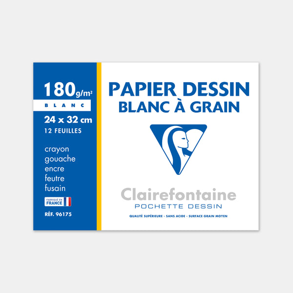 Pochette papier pour dessin grain 180g - 24x32