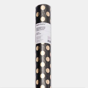 Papier cadeau noir pois dore