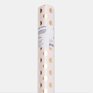 Papier cadeau rose pois dore