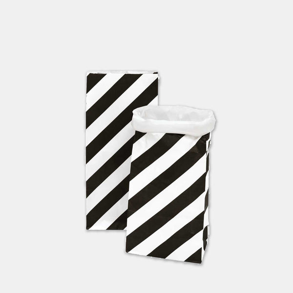 Sac en papier Fond plat noir et blanc - medium