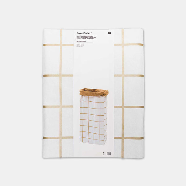 Sac en papier Fond plat or et blanc - X large