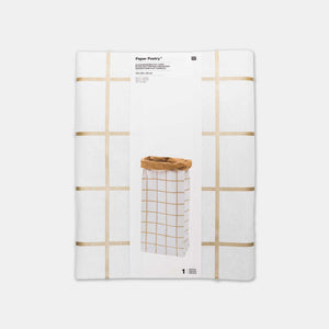 Sac en papier Fond plat or et blanc - X large