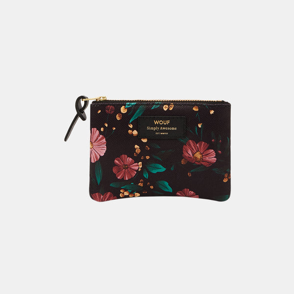 Kleines Federmäppchen mit schwarzem Blumenmuster
