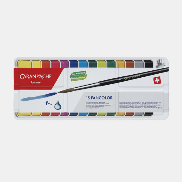 Gouache-Tablettenbox mit 15 Fancolor-Farben