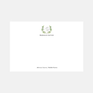 Carte de correspondance monogramme aquarelle