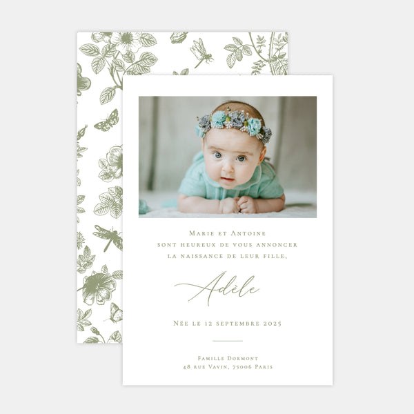 Toile de Jouy birth announcement