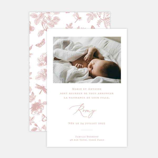Toile de Jouy birth announcement