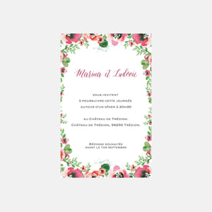 Hochzeitseinladungskarte Aquarellblumen
