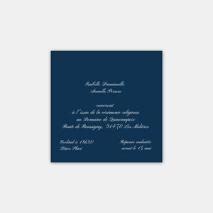 Carton invitation de mariage classique impression blanche