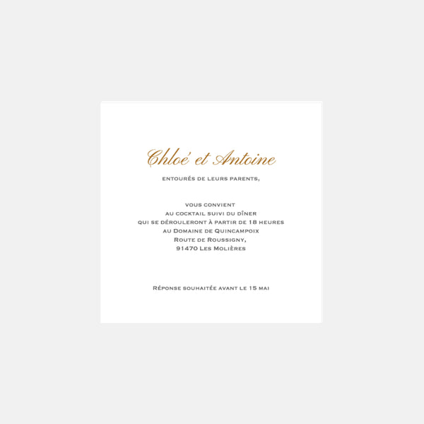 Quadratische schicke Hochzeitseinladungskarte