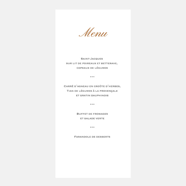 Square Chic Wedding Menu