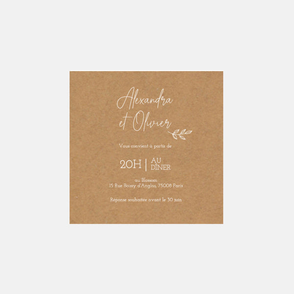 Carton invitation de mariage Champêtre Kraft