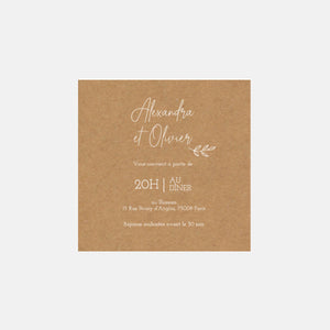 Carton invitation de mariage Champêtre Kraft