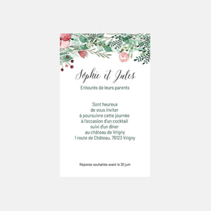 Carton invitation Botanique Fleurie