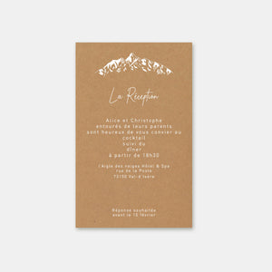 Carton invitation de mariage montagnes kraft