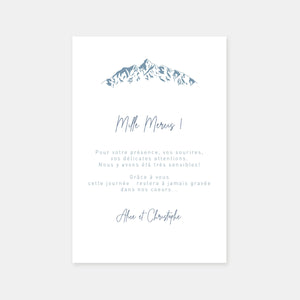 Carton remerciement mariage montagne
