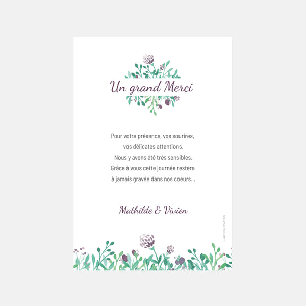 Watercolor diamond wedding thank you card