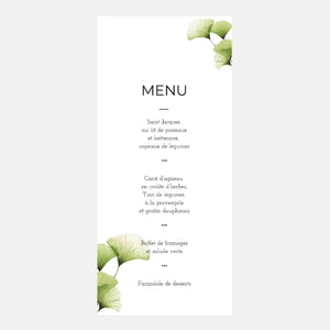 Ginkgo-Transparenz-Hochzeitsmenü