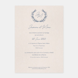Faire-part de mariage couronne végétale
