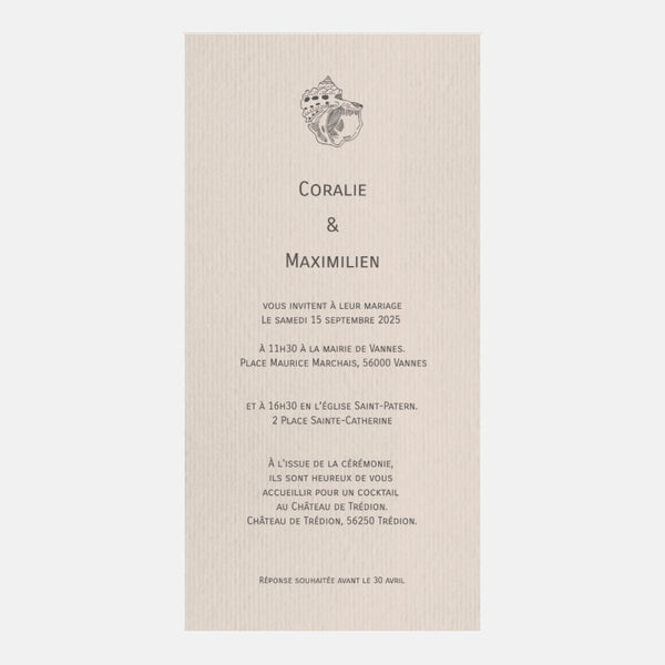 Faire-part de mariage Coquillages