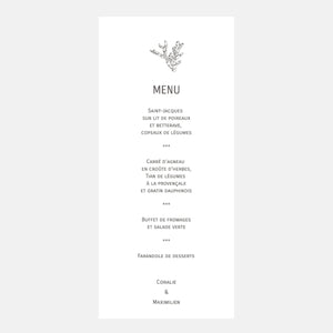 Menu de Mariage Coquillages